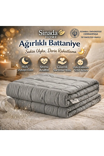 Sinada Ağırlıklı Sarılma Battaniyesi / Yorganı 6 kg 82 Tel %100 Pamuk Saten K...