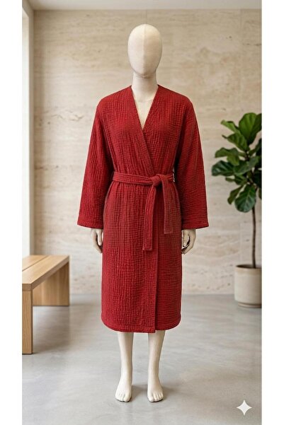 TekStilize Muslin Bathrobe 100% Cotton Belted Pocketless Women's Men's Kimono...