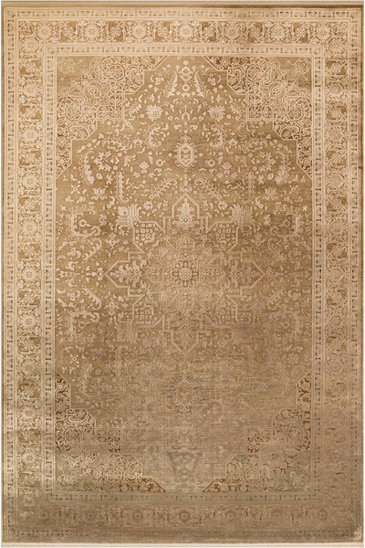 Cool Halı Hisar Bronz Bej Rayon Viskon Halı İpeksi Parlak Dokulu Saray Desenl...
