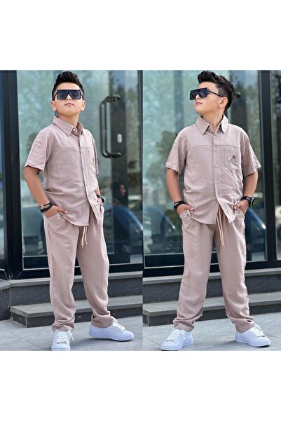 zavera for kids Dečački letnji muslin dvostruki set - Košulja - Pantalone Dvo...