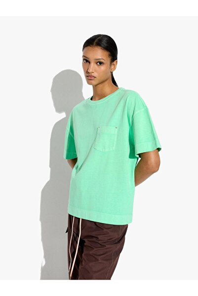 PARFOIS Kadın Cepli Düz Pamuklu T-Shirt