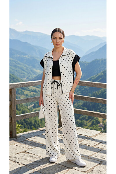 PİNK FLY Set de pantaloni sport și vestă cu buline pentru femei