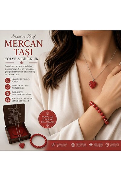 CEVŞEN HANEM Mercan Taşı Kolye & Bileklik - Doğal Taş Kolye Bileklik Seti