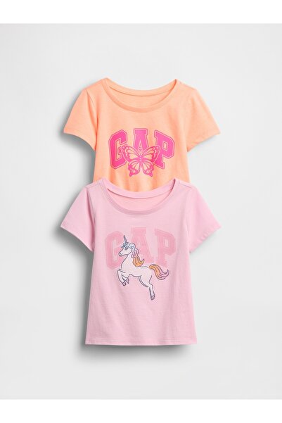 GAP Kız Bebek Turuncu Grafik Baskılı T-Shirt (2’li)