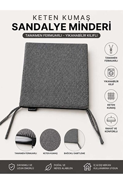 COLORMİX Indoor and Outdoor Compatible Linen Fabric Chair Cushion 50X50