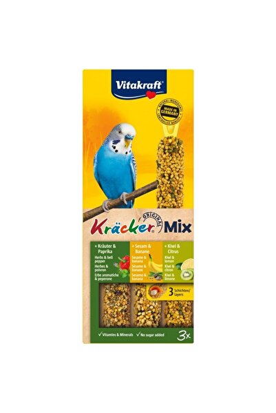 Vitakraft Kräcker Mix Banană kiwi ardei - gustări pentru perusi - 3 bucăți.