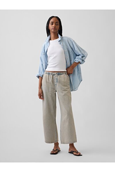 GAP Kadın Açık Mavi Low Rise '90s Loose Easy Crop Jean Pantolon
