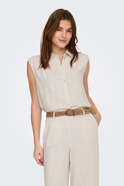 ONLY Onlsiesta Keten Karışımlı Regular Fit Klasik Yaka Bluz BLUZ 15367416