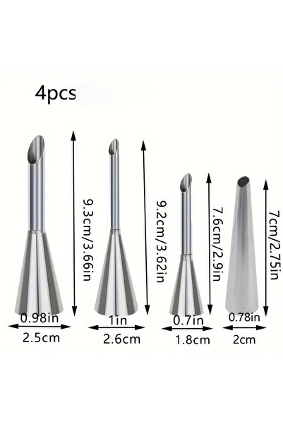 Choice1 4pcs Stainless Steel Puff Pastry Piping Nozzle Cake Cupcake Cookie Cr...