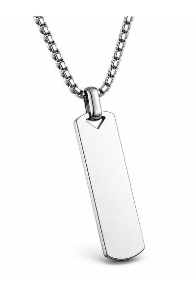 OutfitModa Men's Silver Rhodium Plated Stainless Steel Necklace – Premium Pen...