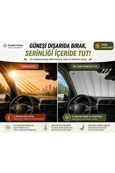 trends's choice Araba Ön Cam Güneşlik Araba Cam Güneşliği Otomobil Güneşlikleri Araç Gölgelik Oto İçi