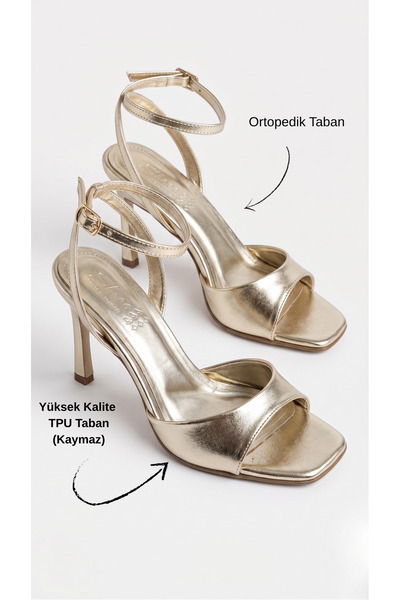 Diardi Crossed Strap Women's Heeled Shoes with Single Strap and Binding Tape
