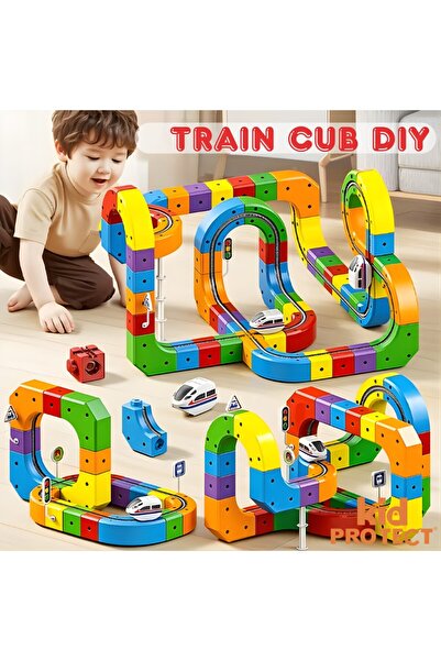 KidProtect Circuit Trenulet Jucarie Electric Pentru Copii Cube Train 81 Piese...