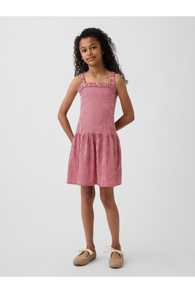 GAP Kız Çocuk Kırmızı Drop-Waist Elbise