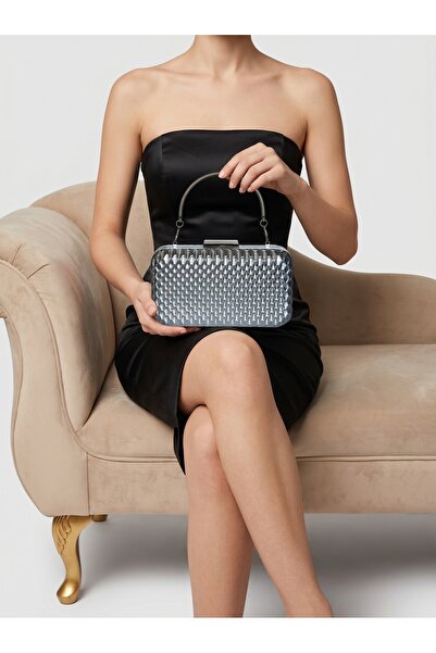 Biçanta Silver Embossed Leather Women's Evening Dress Bag Wedding Engagement ...