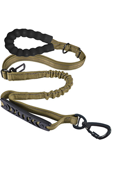 Choice1 Dark Khaki Heavy-Duty Bungee Dog Leash 4-in-1 Multifunctional Trainin...