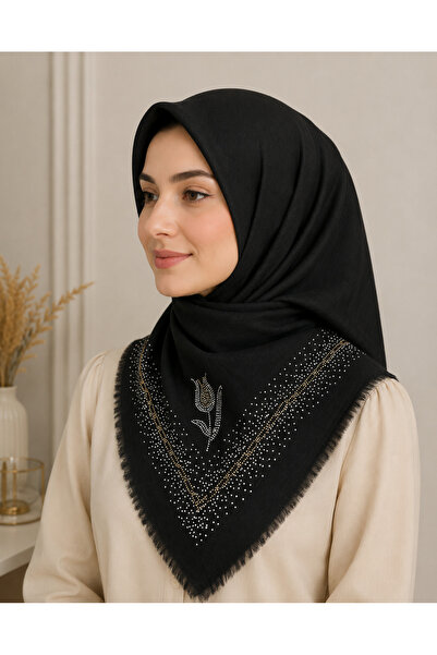 Butik Taşlı Flamlı Pamuk Eşarp