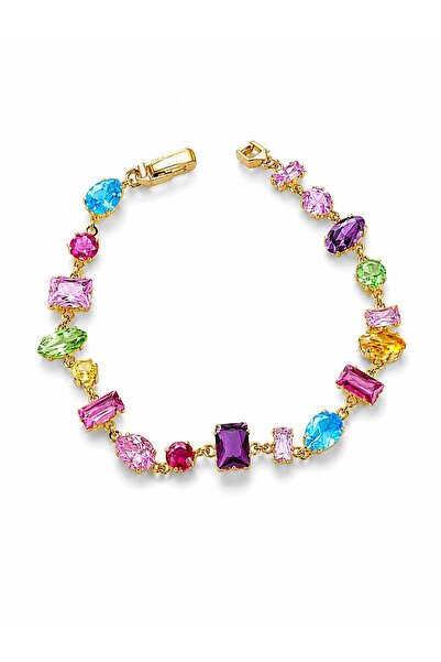 serelya Mixed Color Crystal Stone Cut Gold Color Gema Women's Bracelet