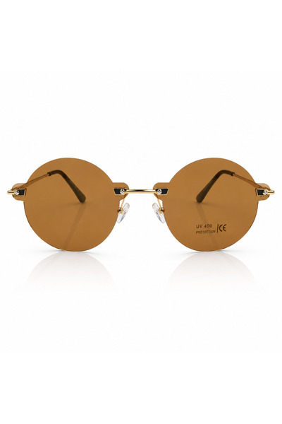 Matteo Ferari Ochelari de Soare Dama Rotunzi Gold cu Lentile Maro UV400 – Mod...
