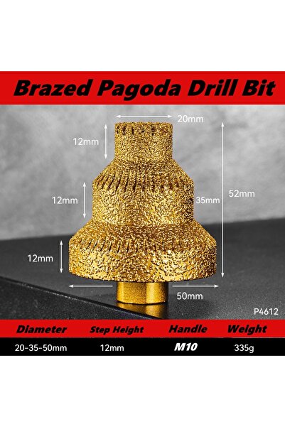 Choice1 Style B Brazed Pagoda Drill Bit M10 Diamond Chamfer Router Tower Dril...