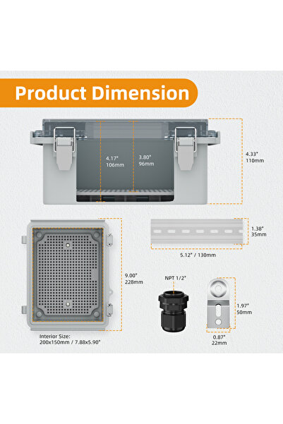 Choice 220X170X110MM DaierTek Outdoor WiFi Enclosure Weatherproof Locking Out...