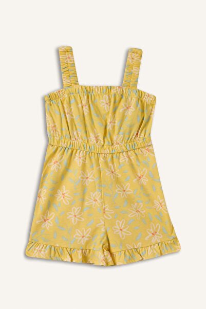 DeFacto Thick Strap Floral Patterned Jumpsuit Baby Girl H2177A526Sm