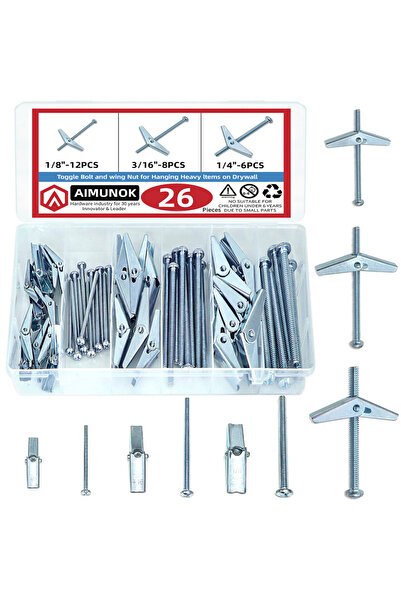Choice 26pcs 26pcs Toggle Bolt and Wing Nut for Hanging Heavy Items on Drywal...