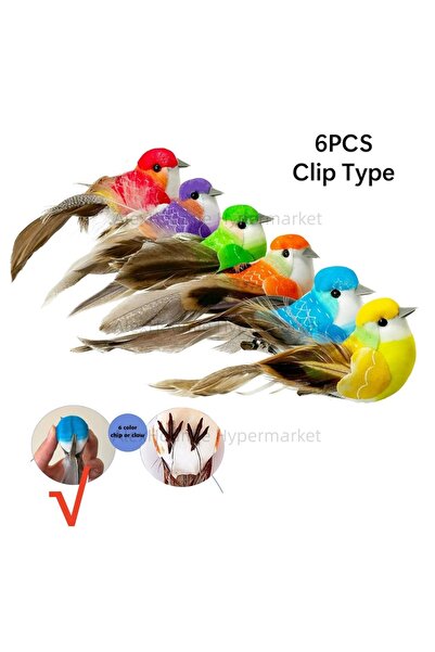 Choice 6PCS 6pcs Clip Type 6PCS Artificial Birds Doves Simulation Foam Feathe...