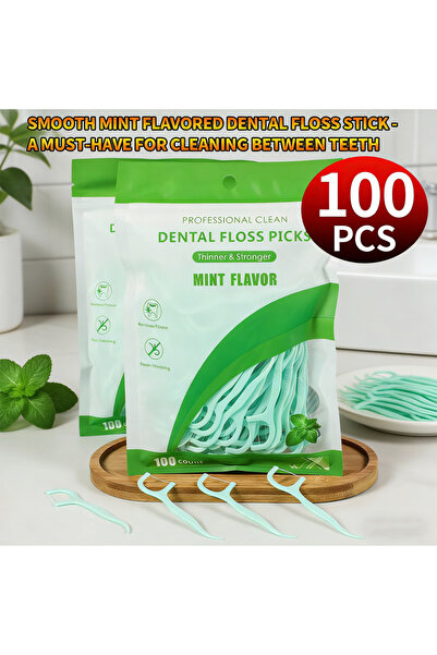 Choice 1 bag of 100pcs 100PCS Mint Dental Floss Sticks – Gentle Interdental C...