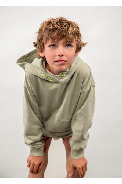 The Boston Kids Boy's Hooded Sweatshirt Green 6424