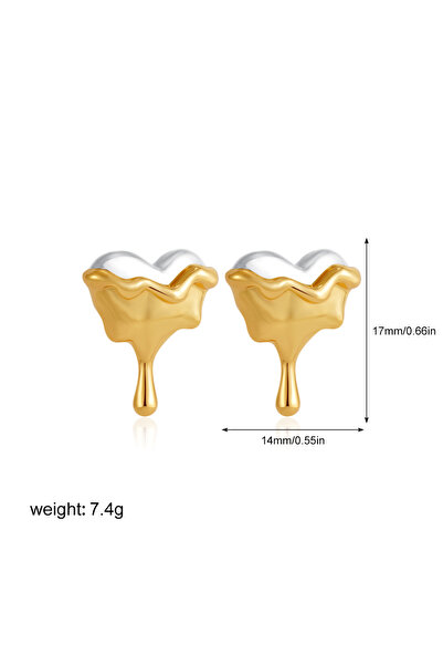 Choice T004 3 Charm Gold Silver Mix Color Liquid Heart Small Stud Earrings fo...