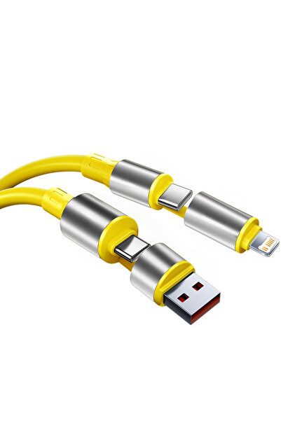 Choice Yellow 240W 4 In 1 Super Fast Charging Data Cable Dual Type-C+Lightnin...