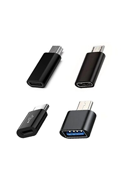 Choice محول USB إلى USB C أسود مكون من 4 قطع، محول مايكرو USB إلى USB C متواف...