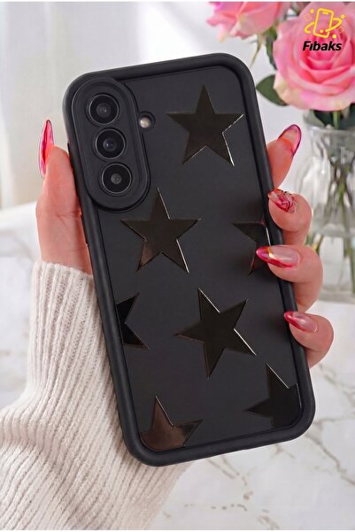 Galaxy A37 Case Black Star Star Patterned Silicone Shock Absorber Classic Silicone Cover