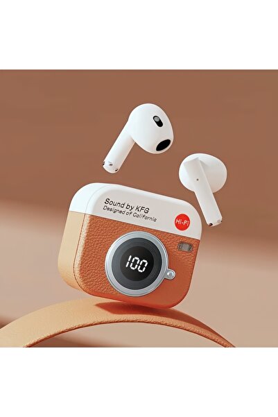 Choice1 Brown-Q86 Wireless Bluetooth Earphones Semi-In-Ear Retro Camera Creat...