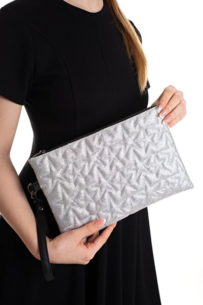 Newish Polo Women's Star Patterned Shiny Portfolio & Clutch Bag