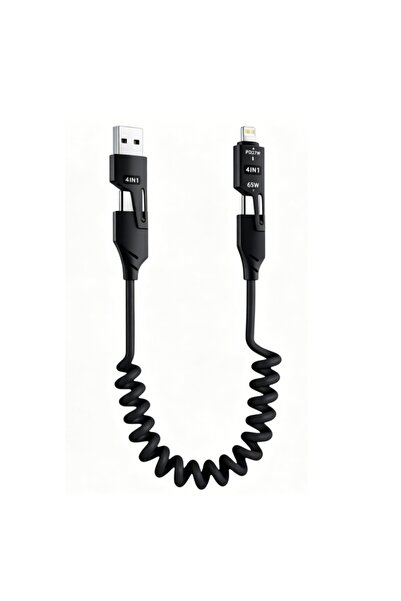 Choice1 1.5 متر أسود 4 في 1 65 واط كابل بيانات قصير بنابض 6 أمبير USB من النو...