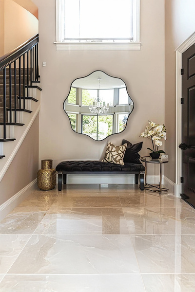 Fawdecor Ahşap Çerçeveli Dalgalı Tasarım Salon Ve Antre Aynası - Modern Asime...
