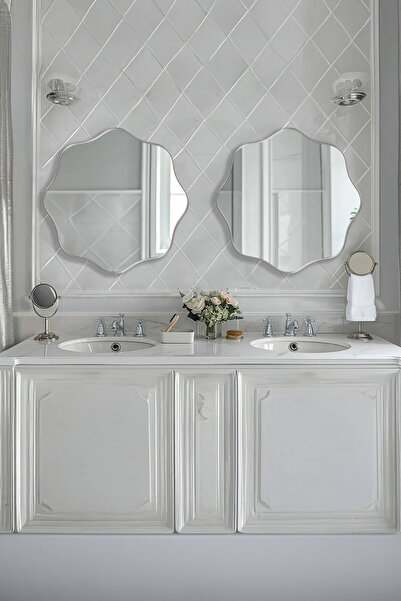 Fawdecor Ahşap Çerçeveli Dalgalı Tasarım Salon Ve Antre Aynası - Modern Asime...