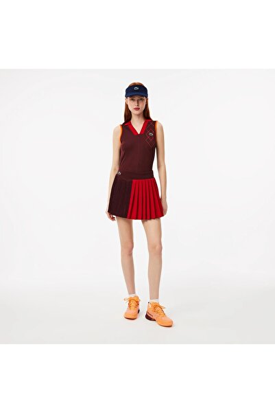 Lacoste Ultra Dry Women's Plated Red Tennis Skirt