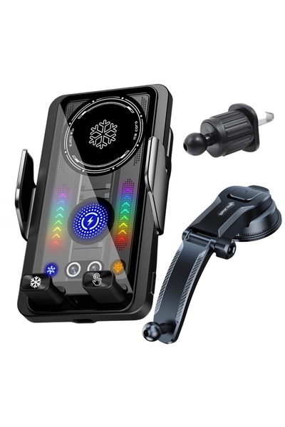 Choice3 A1 Sucker Edition 15W Cooling Car Phone Wireless Charger Holder 360 R...
