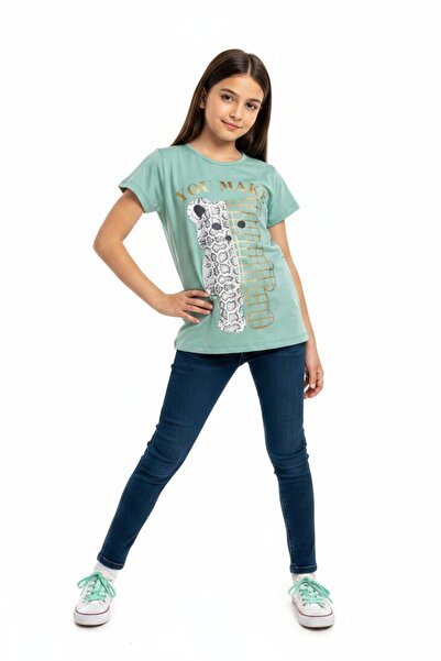 Toontoy Tricou cu mânecă scurtă și decolteu rotund pentru fete, imprimat 11273