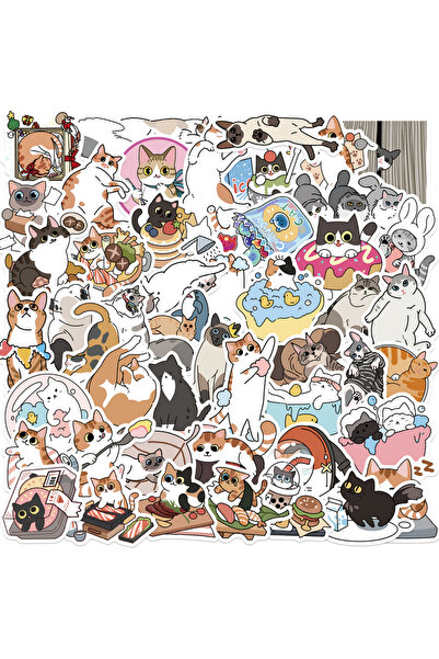 Choice 50pcs All 50pcs Cat DIY Waterproof Graffiti Love And Kitten Sticker Ae...