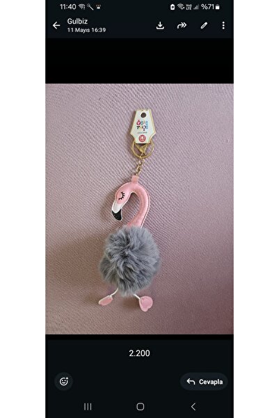 NO BRAND Beige Pom-Pom Flamingo Keychain and Bag Ornament