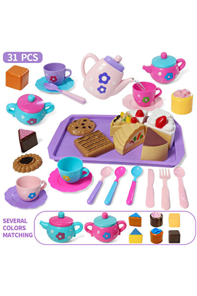 Choice1 Pink Little girl tea party set, pretend afternoon tea dessert teapot ...