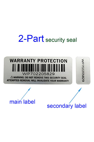 Choice 100 Pairs 2-part Protection Sticker Silver Security Seal Tamper Proof ...