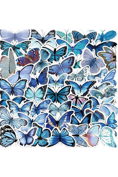 Choice 50pcs 50pcs Blue Butterfly Cartoon Graffiti Stickers Phone Guitar Lapt...