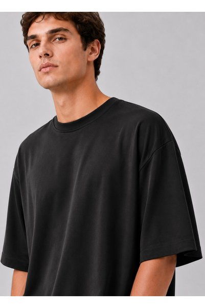 BRANDHILLS Black Color Oversize Modal Men's T-Shirt