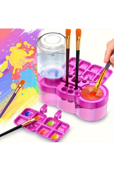 Choice3 Rose Red Water Cycle System Paint Brush Cleaner With Paint Palette, P...