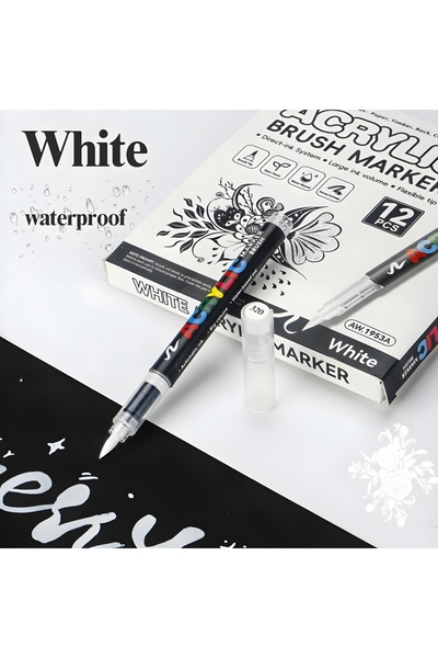 Choice 12 Wihie Acrylic Paint Markers,12Pack Soft Brush Tip Acrylic Paint Pen...